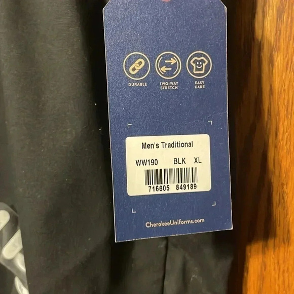 Cherokee Men's Scrub Pants Tapered Leg with Elastic Waistband Zip Fly 5 Pockets - Picture 4 of 8